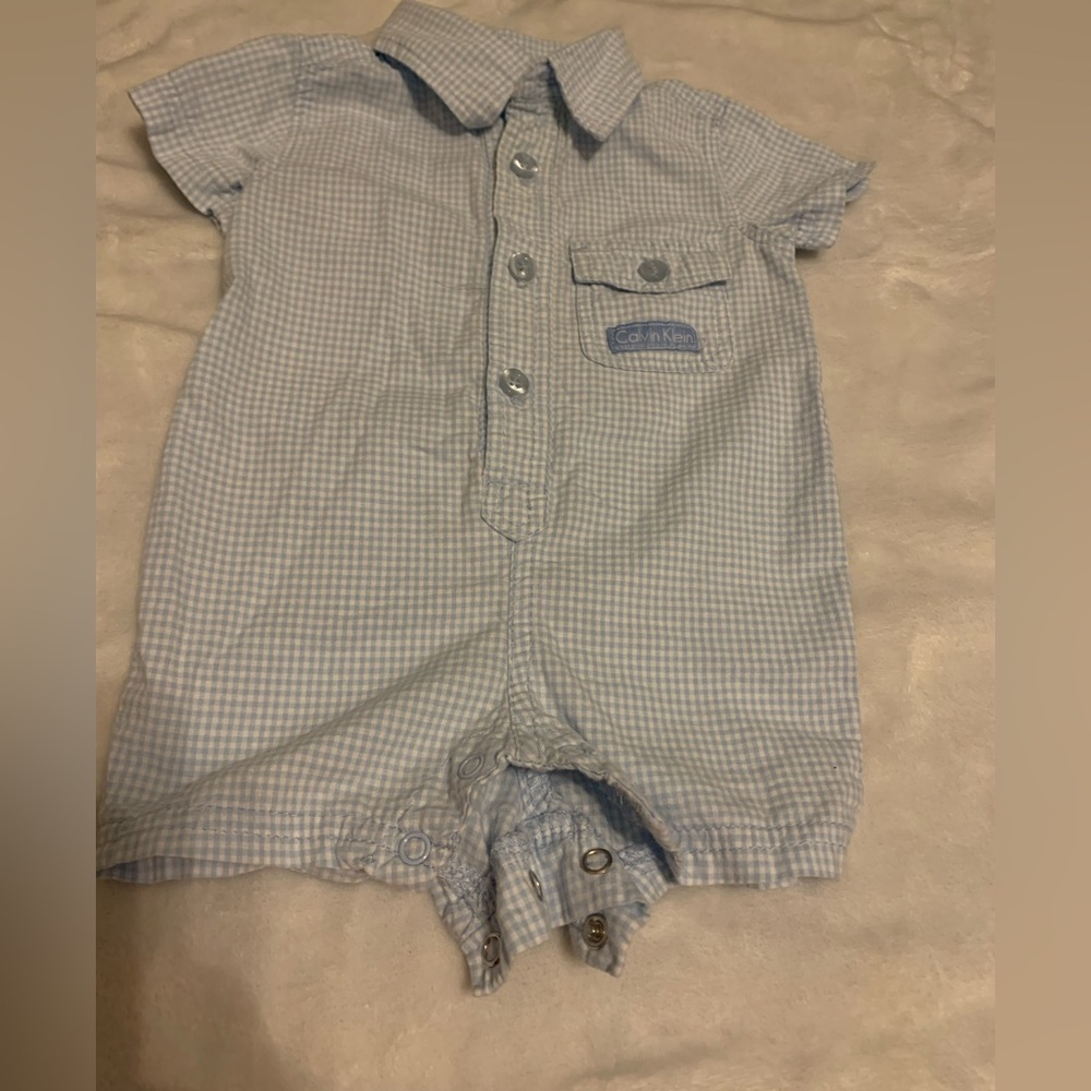 Calvin Klein Blue Gingham Shortall